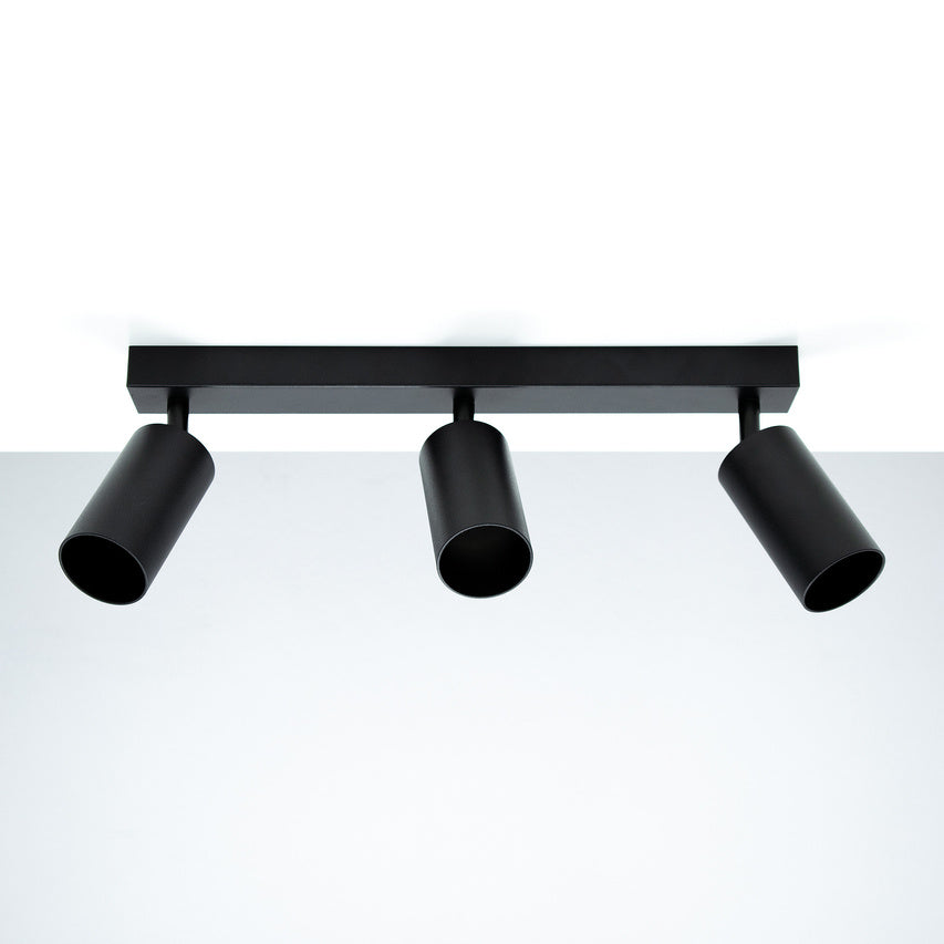 Deckenleuchte mit 3 Lichtspots ohne Licht in schwarz