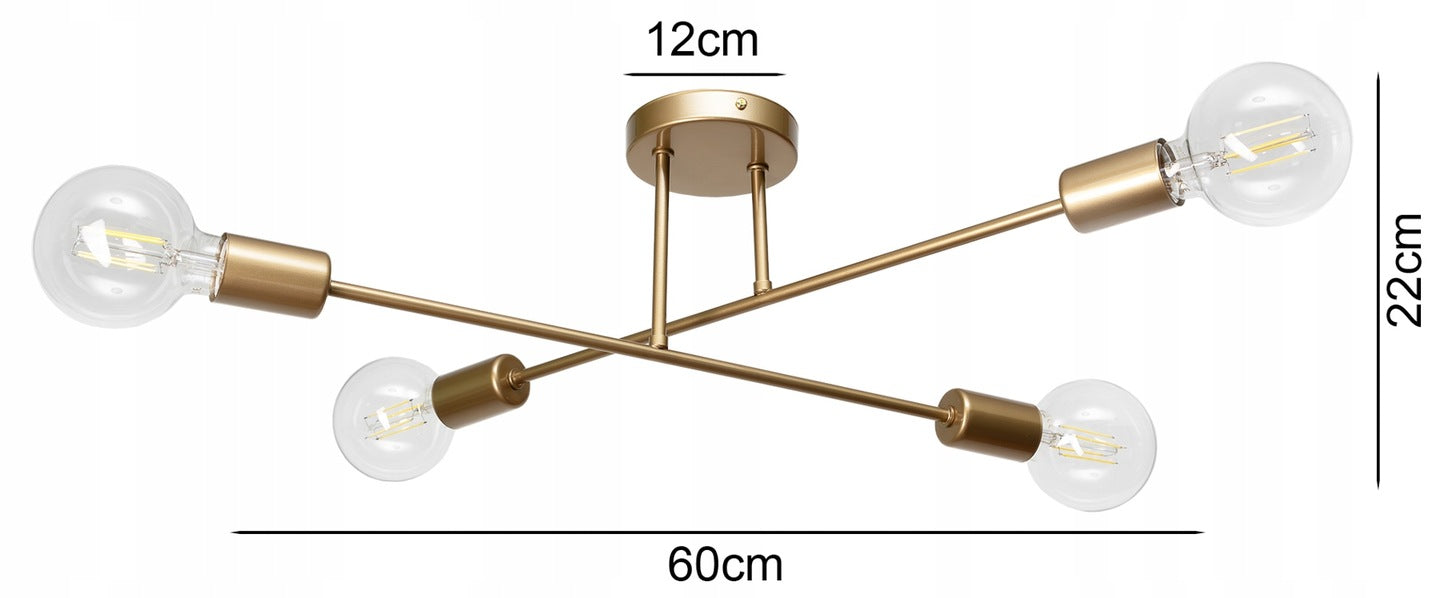 Moderne Deckenleuchte in Gold mit 4 E27-Fassungen