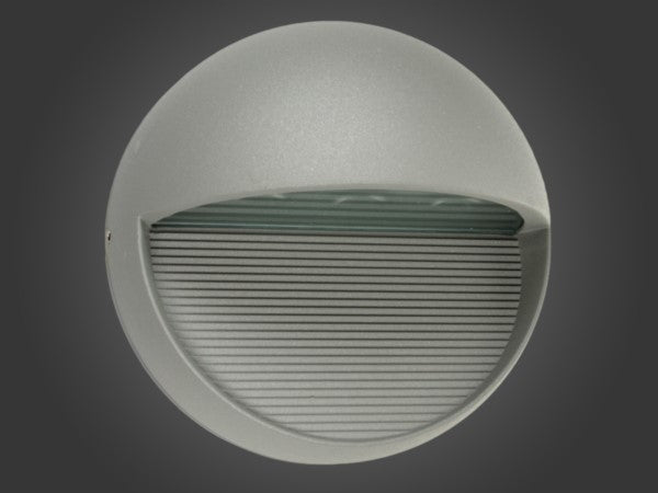 Elegante runde Außenwandleuchte mit integrierter LED, in grauer Farbe, geeignet für moderne Fassaden