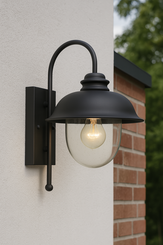 Vintage Schwarze Wandleuchte für Außen mit Glas