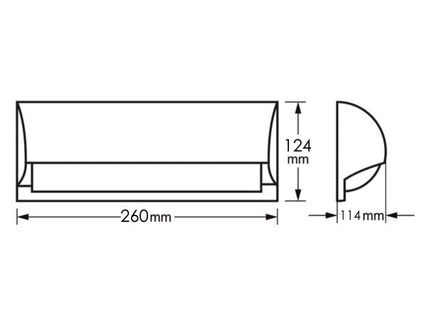 Technische Zeichnung der Außenwandleuchte Freon mit Maßen und E27-Sockel, IP54-klassifiziert.