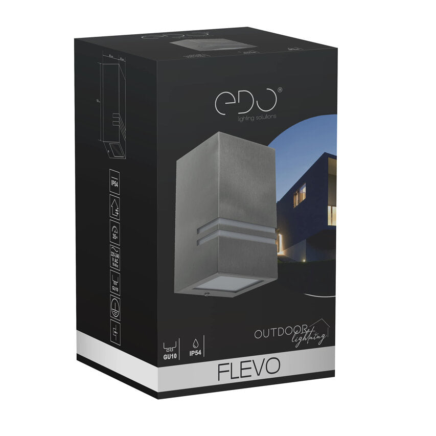 Verpackung Außenwandleuchte FLEVO Silber