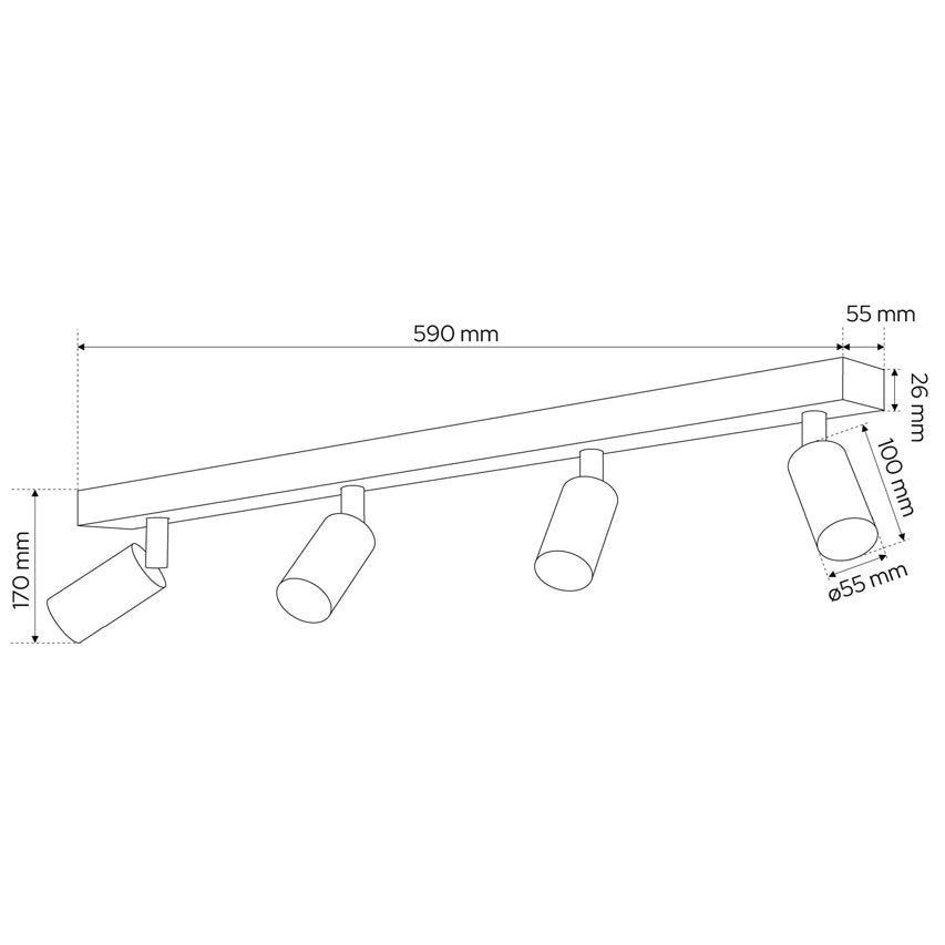 Skizze der Deckenlampe mit mm Angaben