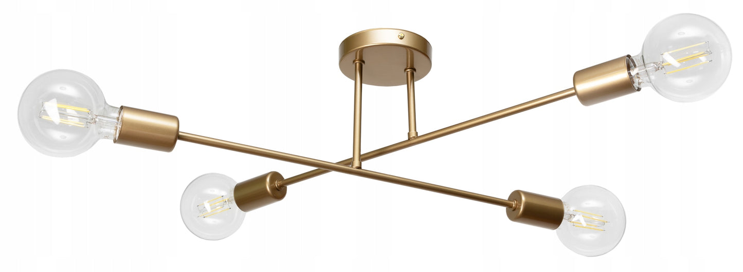 Moderne Deckenleuchte in Gold mit 4 E27-Fassungen