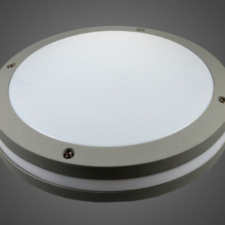 Runde graue LED Außenwandleuchte mit weißem Diffusor