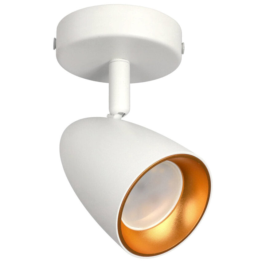 Einzelspot Deckenleuchte in Weiß-Gold mit GU10-Strahler – modernes Design für den Innenbereich