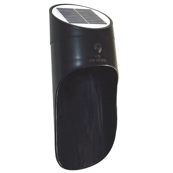 Schlanke solarbetriebene Außenlampe in Schwarz mit LED-Technologie und Solarpanel