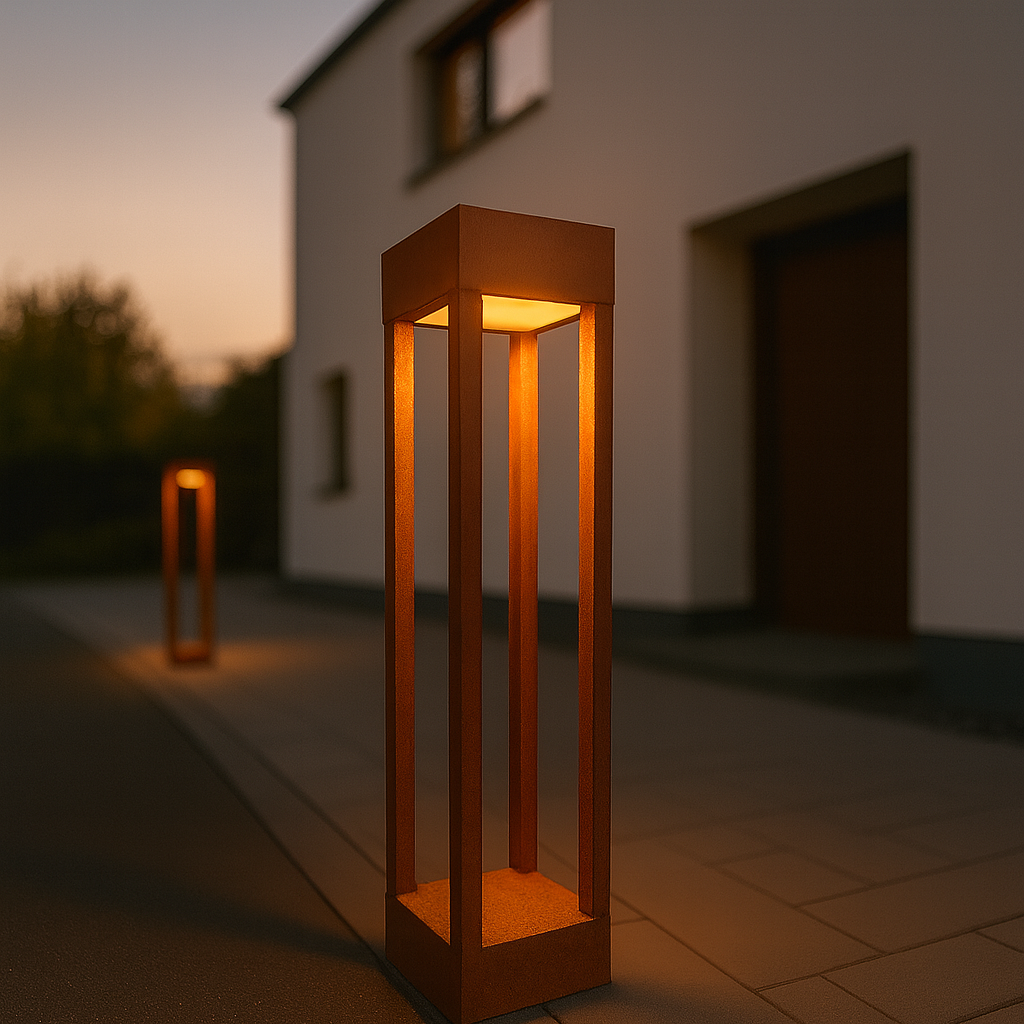 Rost Außenlampe 60/80 cm Gartensäule | Echtes Rost-Finish | Outdoor Stehleuchte