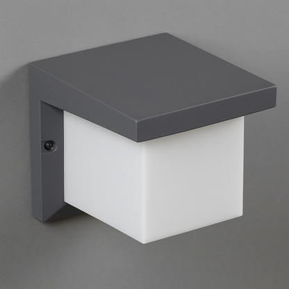 Fassadenleuchte in Grau mit Opalglas modern und minimalistisch 
