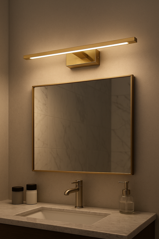 Goldene und moderne Spiegelbeleuchtung mit 
LED für Badezimmer