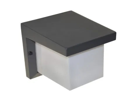 Minimalistische Außenwandlampe in grau in Würfelform 