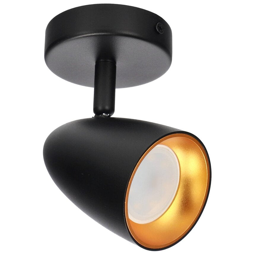 Innenraum Deckenleuchte Spot Schwarz-Gold für Wohnzimmer, Flur oder Küche.