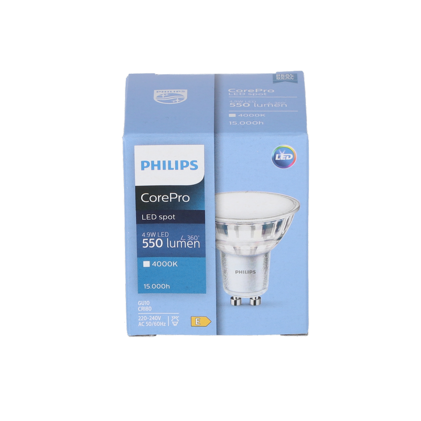 Klassischer LEDspot MV CorePro GU10 4.9W 4000K neutral 550lm 120 Grad Philips