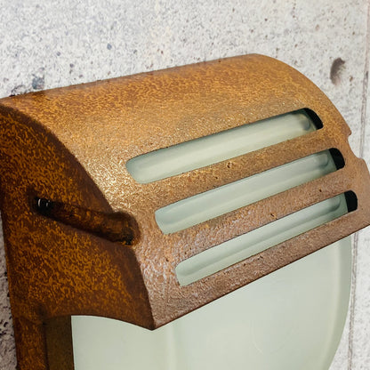 Außenwandleuchte im Edelrost-Design – Metall & Glas, IP44, 230V