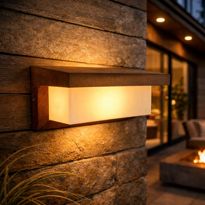 Edelrost Außenwandleuchte E27 – Vertikales Licht für Fassade & Eingang